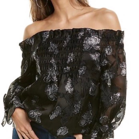 NWOT Rebecca Taylor Off the Shoulder Silk Blend Top - 2 - Picture 1 of 1